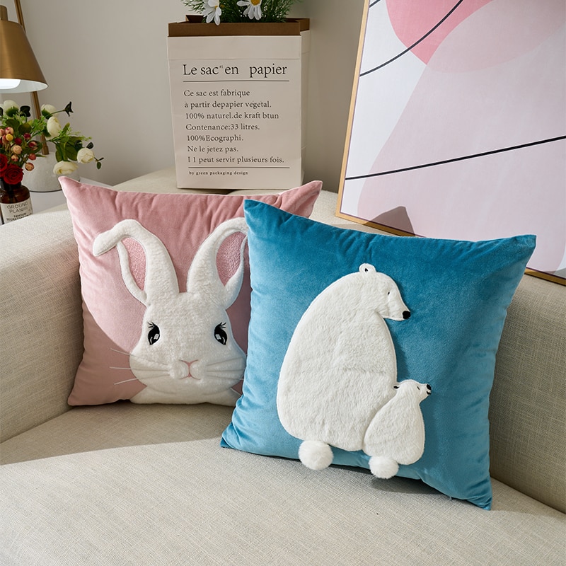Rabbit Decorative Pillowcase Cute Soft Pillows For Sofa Bed Living Room Home Decoration Housse De Coussin Luxury Cushion Cover