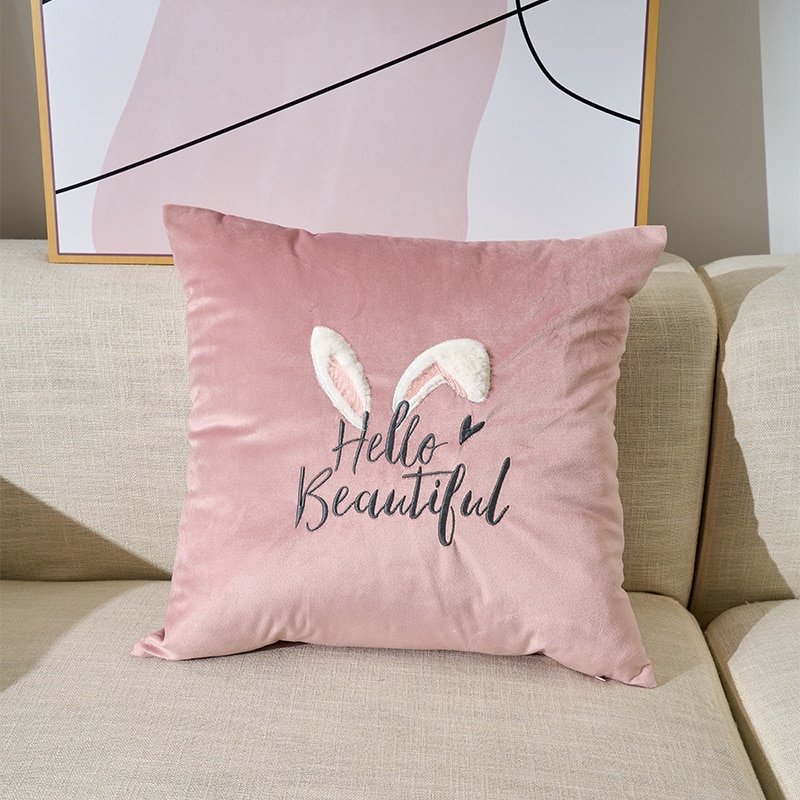 Rabbit Decorative Pillowcase Cute Soft Pillows For Sofa Bed Living Room Home Decoration Housse De Coussin Luxury Cushion Cover