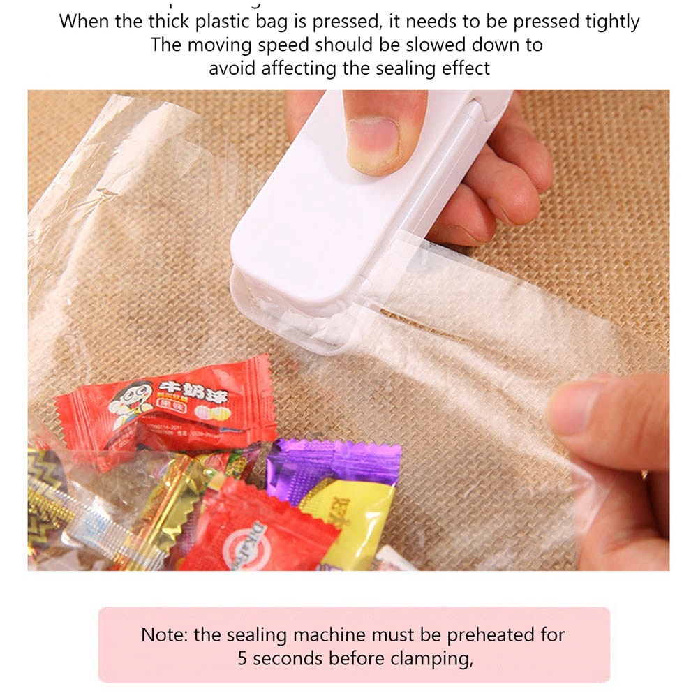 Mini Plastic Bag Sealer Machine Storage Bag Clip Sealing Machine Portable Sealer Packing Seal for Food Snack Kitchen Gadgets