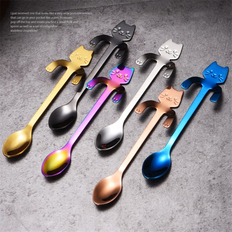 Stainless Steel Coffee Spoon Lovely Cute Cat Shape Teaspoon Dessert Snack Scoop Ice Cream Mini Spoons Tableware Kitchen Tools Stainless Steel Coffee Spoon Lovely Cute Cat Shape Teaspoon Dessert Snack Scoop Ice Cream Mini Spoons Tableware Kitchen Tools
