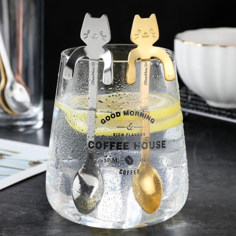 Stainless Steel Coffee Spoon Lovely Cute Cat Shape Teaspoon Dessert Snack Scoop Ice Cream Mini Spoons Tableware Kitchen Tools Stainless Steel Coffee Spoon Lovely Cute Cat Shape Teaspoon Dessert Snack Scoop Ice Cream Mini Spoons Tableware Kitchen Tools