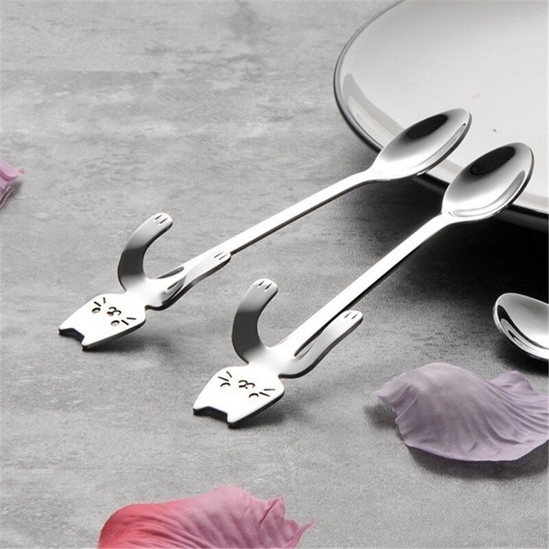 Stainless Steel Coffee Spoon Lovely Cute Cat Shape Teaspoon Dessert Snack Scoop Ice Cream Mini Spoons Tableware Kitchen Tools Stainless Steel Coffee Spoon Lovely Cute Cat Shape Teaspoon Dessert Snack Scoop Ice Cream Mini Spoons Tableware Kitchen Tools