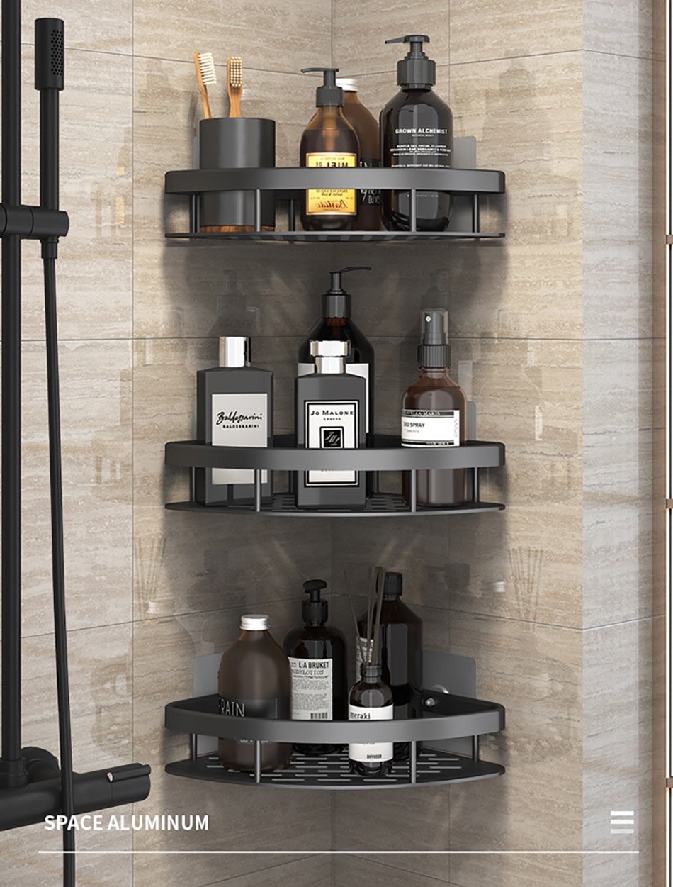 Bathroom Shelves No-drill Wall Mount Corner Shelf Shower Storage Rack Holder for WC Shampoo Organizer Bathroom Accessories Bathroom Shelves No-drill Wall Mount Corner Shelf Shower Storage Rack Holder for WC Shampoo Organizer Bathroom Accessories