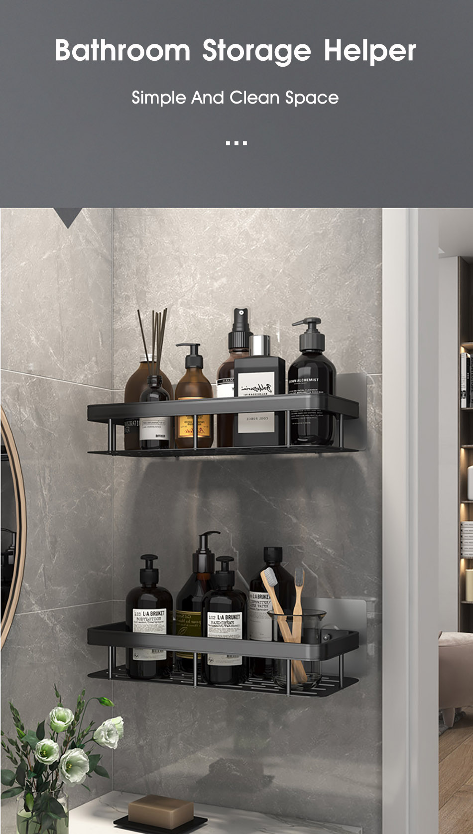 Bathroom Shelves No-drill Wall Mount Corner Shelf Shower Storage Rack Holder for WC Shampoo Organizer Bathroom Accessories Bathroom Shelves No-drill Wall Mount Corner Shelf Shower Storage Rack Holder for WC Shampoo Organizer Bathroom Accessories
