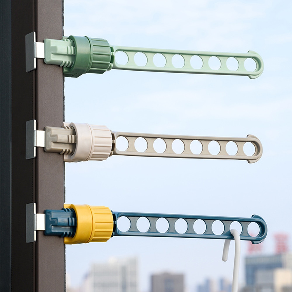 Indoor 8 Holes Clothes Hanger Window Frame Drying Rack Balcony Laundry Hanging For Home Practical Organizers Laundry Dryer