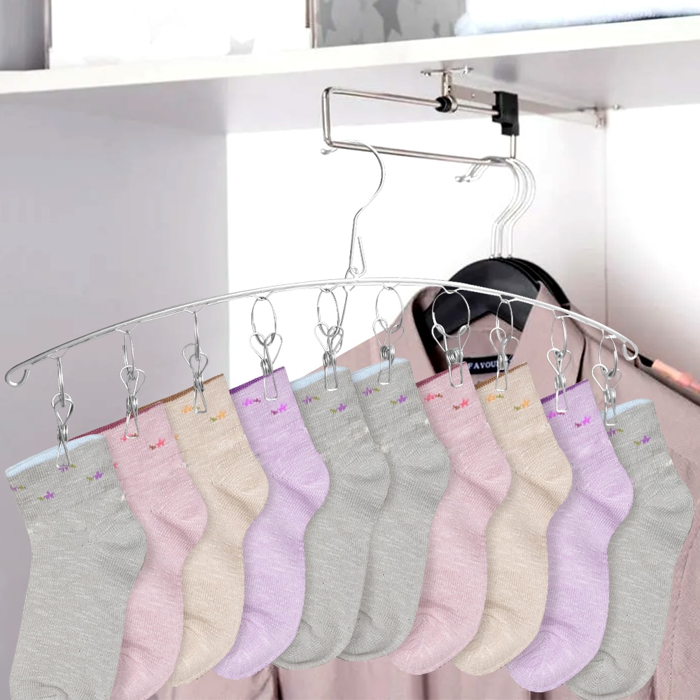 32 Clips Folding Clothes Dryer Hanger Windproof Socks Underwear Drying Rack Household Children Adults Storage Laundry Rack 32 Clips Folding Clothes Dryer Hanger Windproof Socks Underwear Drying Rack Household Children Adults Storage Laundry Rack