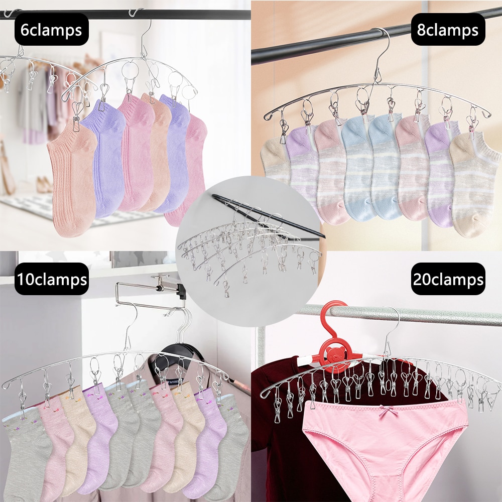32 Clips Folding Clothes Dryer Hanger Windproof Socks Underwear Drying Rack Household Children Adults Storage Laundry Rack 32 Clips Folding Clothes Dryer Hanger Windproof Socks Underwear Drying Rack Household Children Adults Storage Laundry Rack