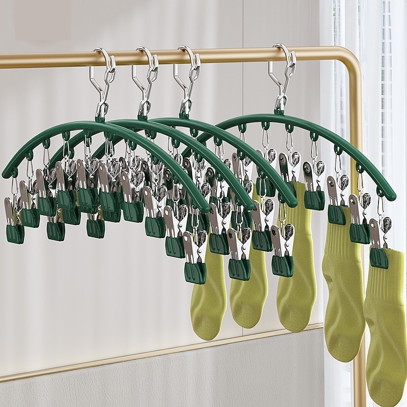 32 Clips Folding Clothes Dryer Hanger Windproof Socks Underwear Drying Rack Household Children Adults Storage Laundry Rack 32 Clips Folding Clothes Dryer Hanger Windproof Socks Underwear Drying Rack Household Children Adults Storage Laundry Rack