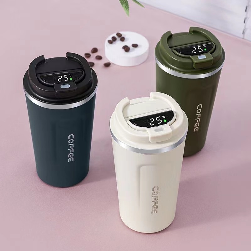Stainless Steel Coffee Mug Tumbler Smart Travel Thermos Cup Temperature Display Insulated Car Water Cup Portable Vacuum Flasks Stainless Steel Coffee Mug Tumbler Smart Travel Thermos Cup Temperature Display Insulated Car Water Cup Portable Vacuum Flasks
