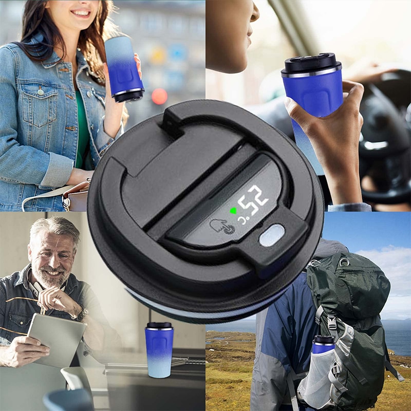 Stainless Steel Coffee Mug Tumbler Smart Travel Thermos Cup Temperature Display Insulated Car Water Cup Portable Vacuum Flasks Stainless Steel Coffee Mug Tumbler Smart Travel Thermos Cup Temperature Display Insulated Car Water Cup Portable Vacuum Flasks