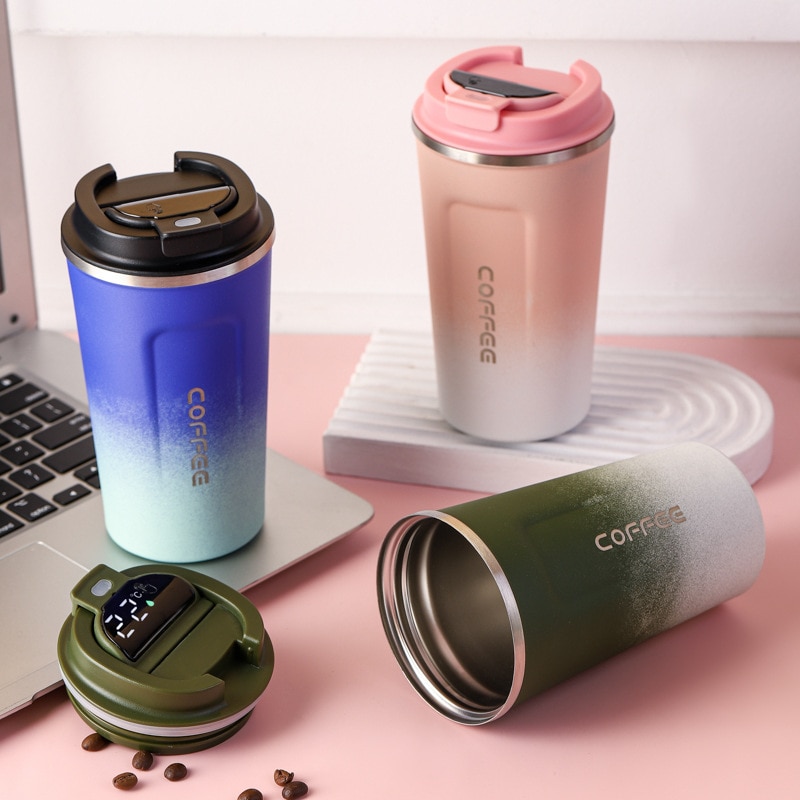 Stainless Steel Coffee Mug Tumbler Smart Travel Thermos Cup Temperature Display Insulated Car Water Cup Portable Vacuum Flasks Stainless Steel Coffee Mug Tumbler Smart Travel Thermos Cup Temperature Display Insulated Car Water Cup Portable Vacuum Flasks