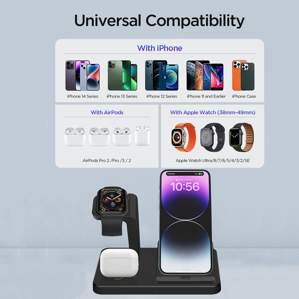 3 in 1 Wireless Charger Stand for Apple Watch Airpods Pro Multiple Devices Fast Charging for iPhone 14 13 12 11 XS XR X 8 7 Plus 3 in 1 Wireless Charger Stand for Apple Watch Airpods Pro Multiple Devices Fast Charging for iPhone 14 13 12 11 XS XR X 8 7 Plus