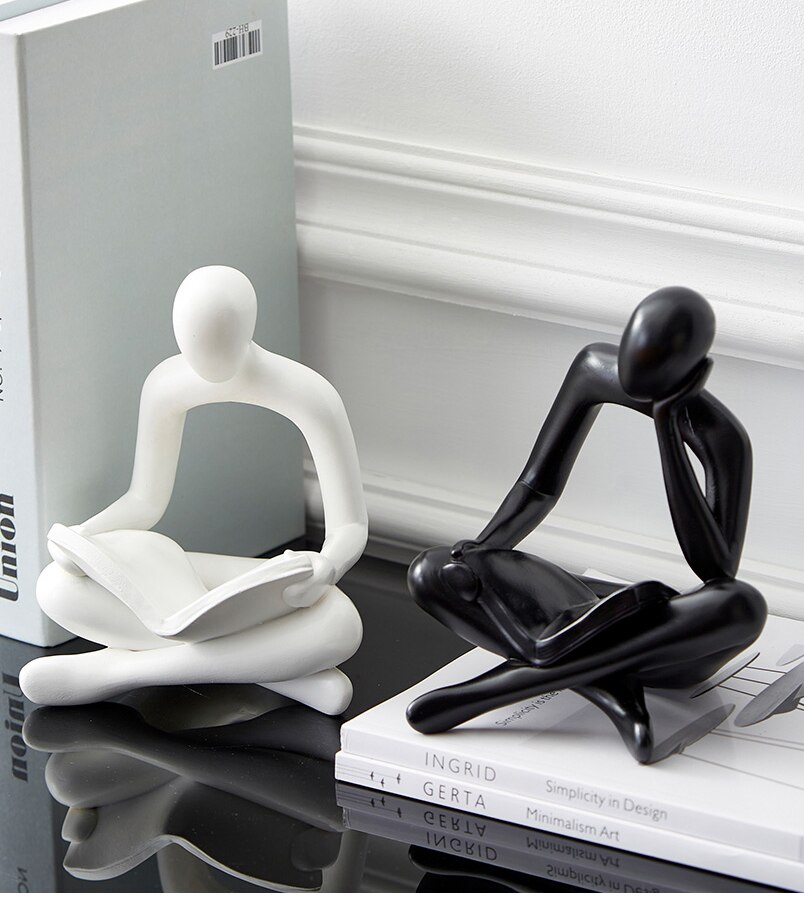 Nordic Home Decoration Abstract Thinker Statue Miniature Resin Sculpture Figurines for Interior Office Desk Accessories