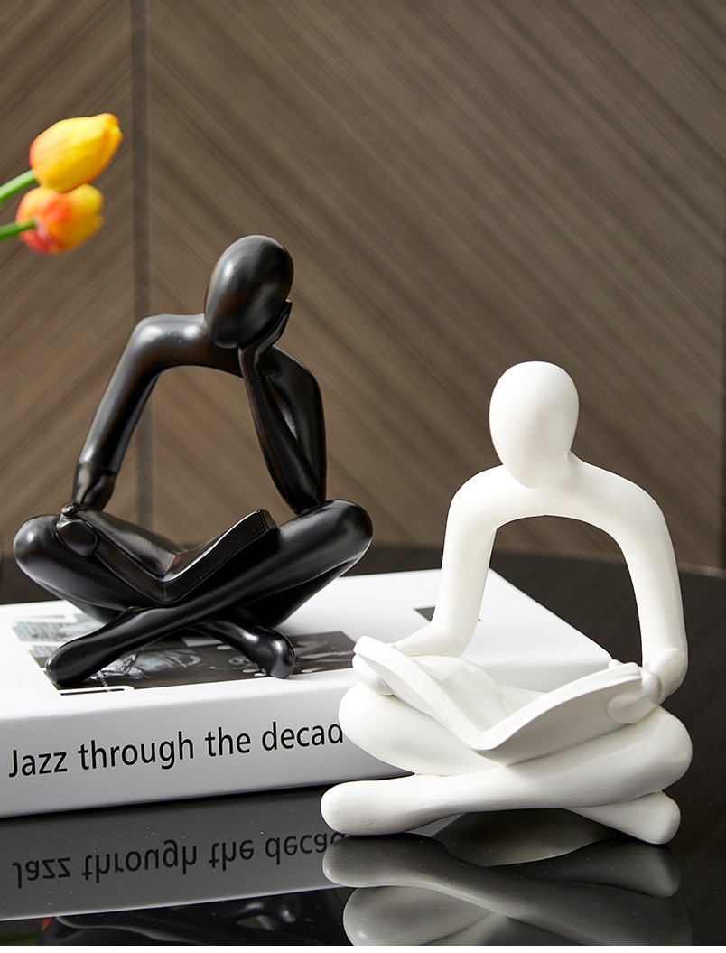 Nordic Home Decoration Abstract Thinker Statue Miniature Resin Sculpture Figurines for Interior Office Desk Accessories