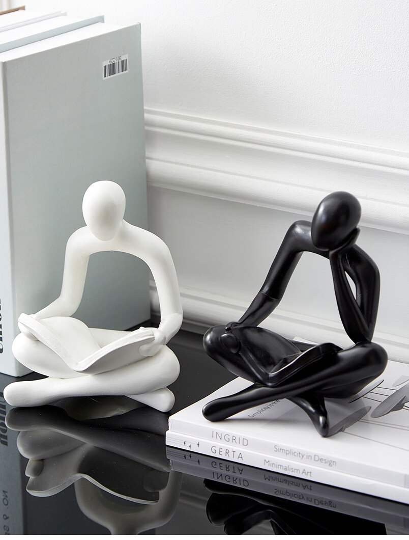 Nordic Home Decoration Abstract Thinker Statue Miniature Resin Sculpture Figurines for Interior Office Desk Accessories