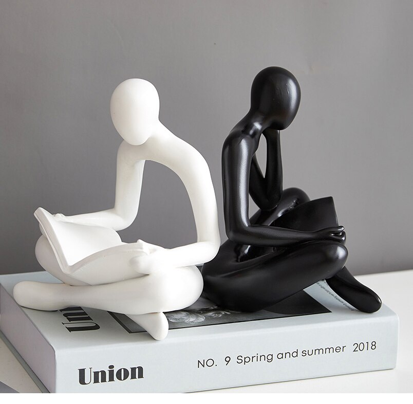 Nordic Home Decoration Abstract Thinker Statue Miniature Resin Sculpture Figurines for Interior Office Desk Accessories