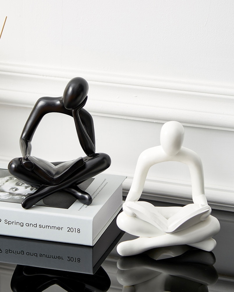 Nordic Home Decoration Abstract Thinker Statue Miniature Resin Sculpture Figurines for Interior Office Desk Accessories