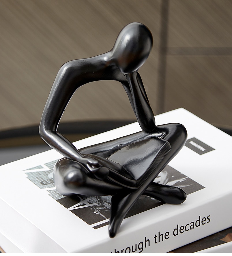 Nordic Home Decoration Abstract Thinker Statue Miniature Resin Sculpture Figurines for Interior Office Desk Accessories