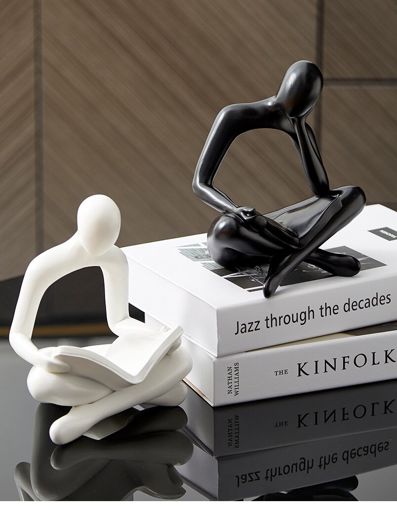 Nordic Home Decoration Abstract Thinker Statue Miniature Resin Sculpture Figurines for Interior Office Desk Accessories