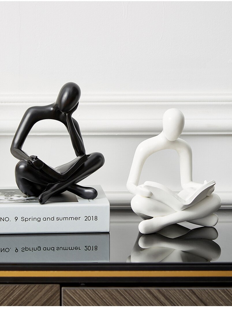 Nordic Home Decoration Abstract Thinker Statue Miniature Resin Sculpture Figurines for Interior Office Desk Accessories