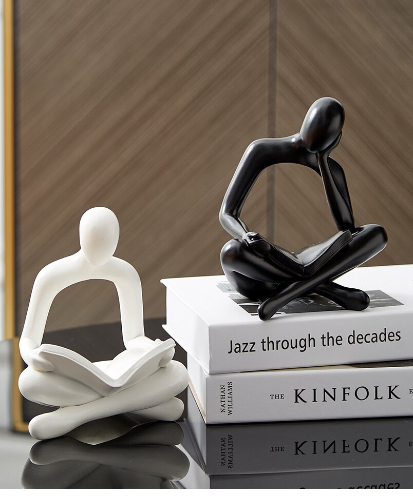Nordic Home Decoration Abstract Thinker Statue Miniature Resin Sculpture Figurines for Interior Office Desk Accessories