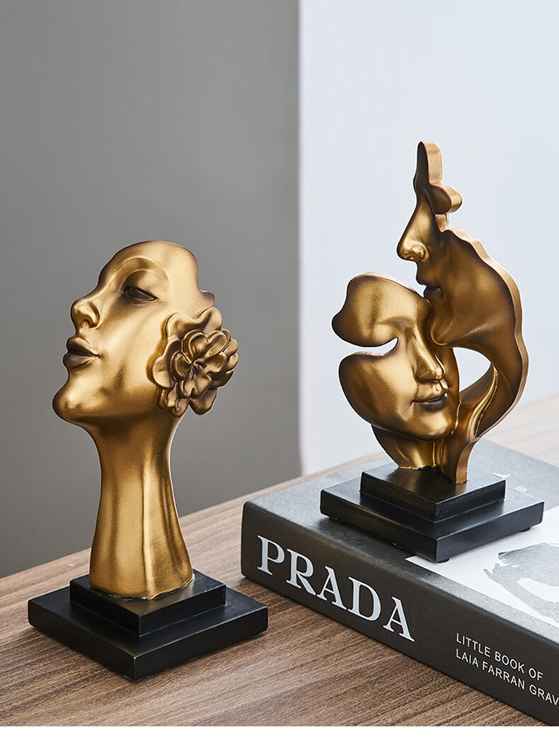 Abstract Face Statue Sculptures and Figurines Decoration Nodic Home Decor Luxury Living Room Decoration Figurines for Interior