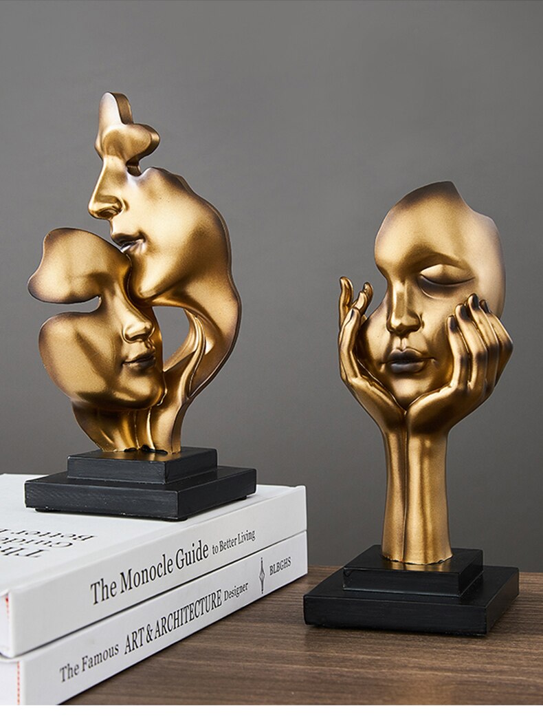Abstract Face Statue Sculptures and Figurines Decoration Nodic Home Decor Luxury Living Room Decoration Figurines for Interior