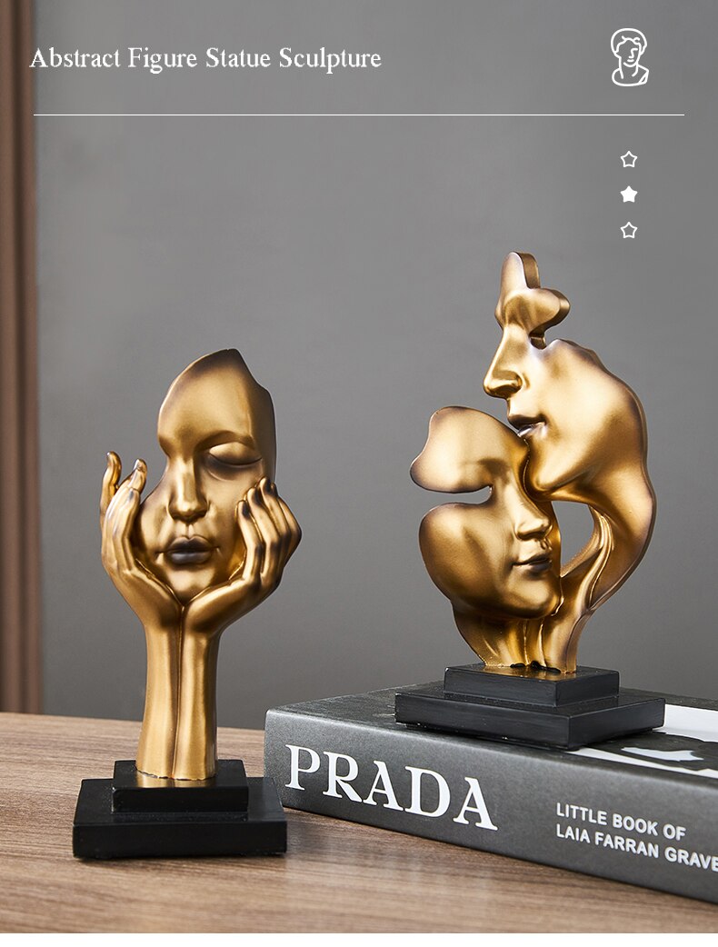 Abstract Face Statue Sculptures and Figurines Decoration Nodic Home Decor Luxury Living Room Decoration Figurines for Interior
