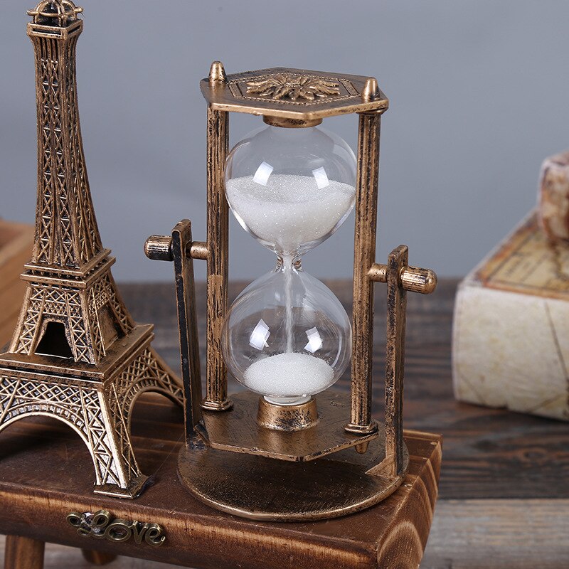 Vintage Hourglass Sand Timer Home Decor Rotating Metal Sandglass Sand Clock Office Desk Accessories Household Items Hourglass