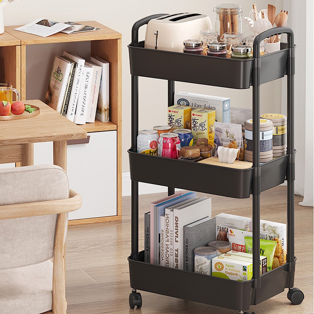 Mobile Storage Rack Trolley Kitchen Bathroom Bedroom Multi Storey Snacks Storage Rack with Wheels Organizer Home Accessories
