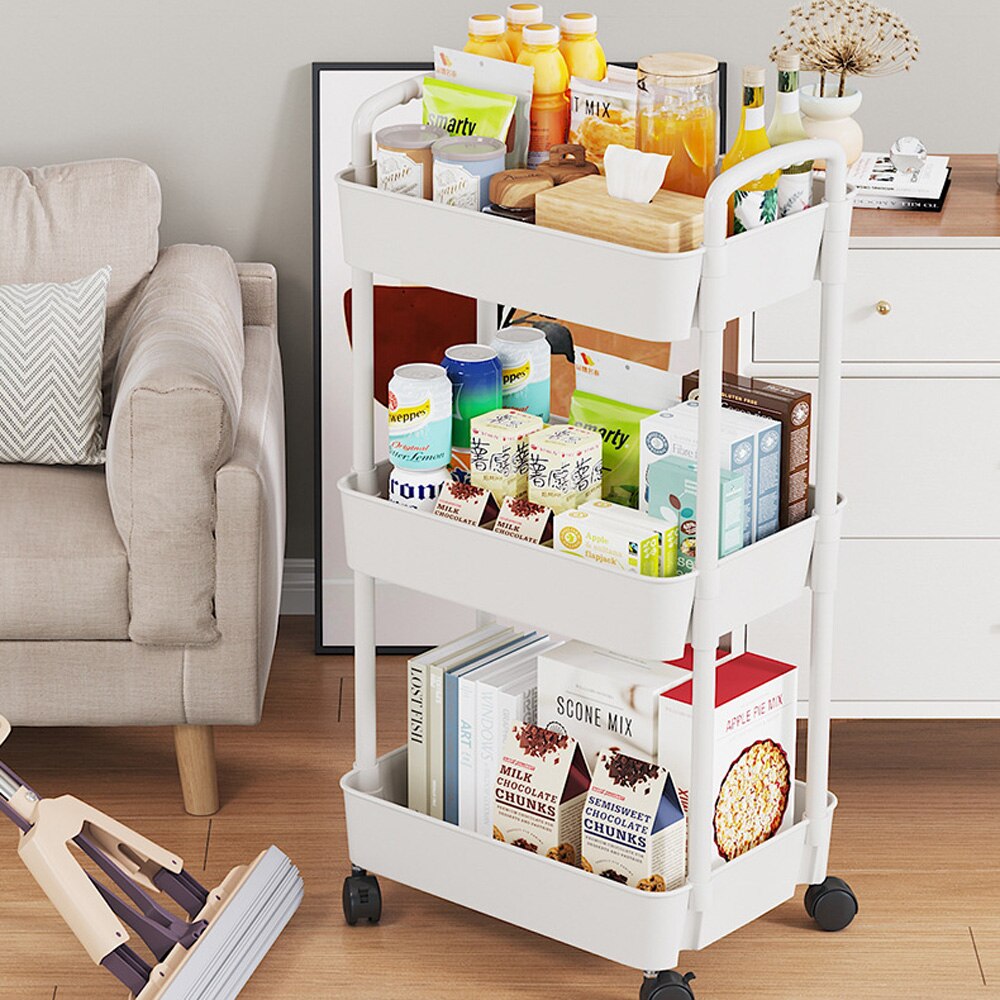 Mobile Storage Rack Trolley Kitchen Bathroom Bedroom Multi Storey Snacks Storage Rack with Wheels Organizer Home Accessories