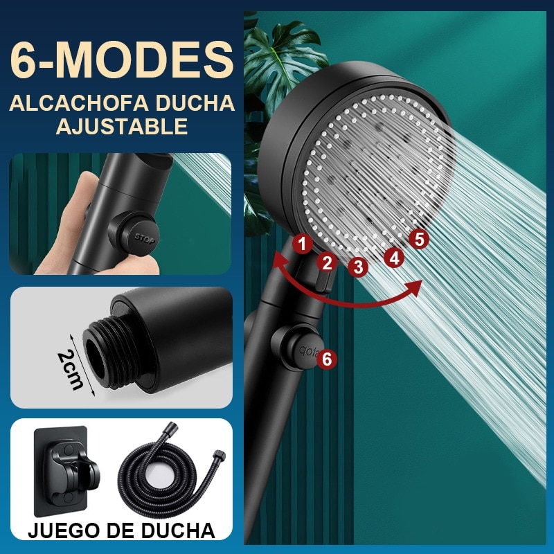 6 Mode Shower Head Water Saving Adjustable High Pressure Shower One-Key Stop Water Massage Eco Shower Bathroom Accessories 6 Mode Shower Head Water Saving Adjustable High Pressure Shower One-Key Stop Water Massage Eco Shower Bathroom Accessories