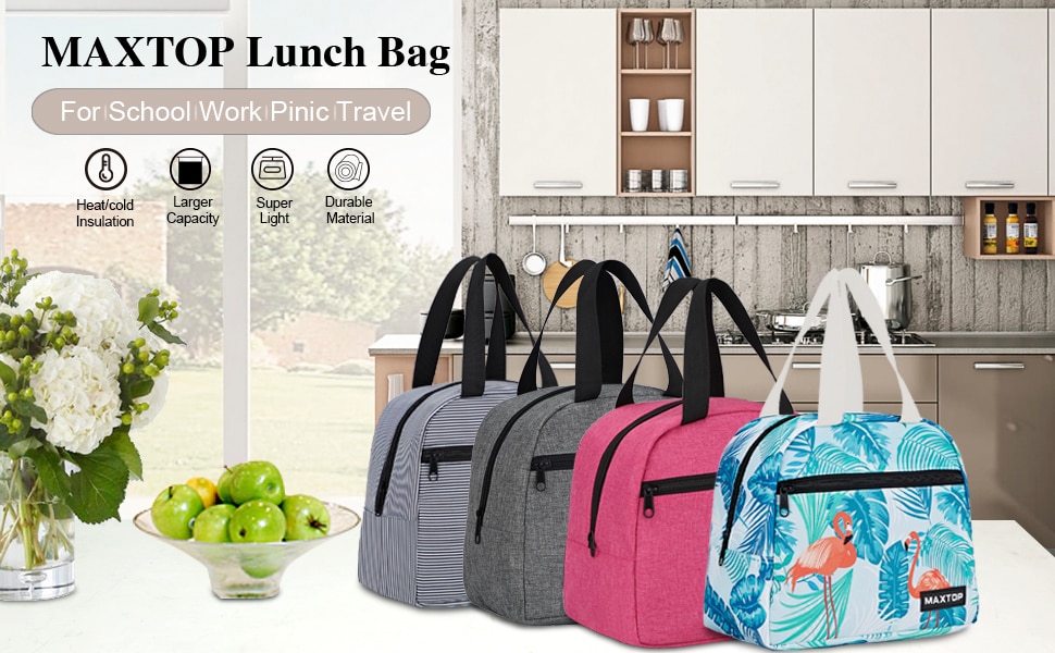 MAXTOP Lunch Bag Women, Insulated Thermal Bag for Men With Front Pocket and Inner Mesh Pocket, Cooler Box Tote Storage Ice Bag, MAXTOP Lunch Bag Women, Insulated Thermal Bag for Men With Front Pocket and Inner Mesh Pocket, Cooler Box Tote Storage Ice Bag,