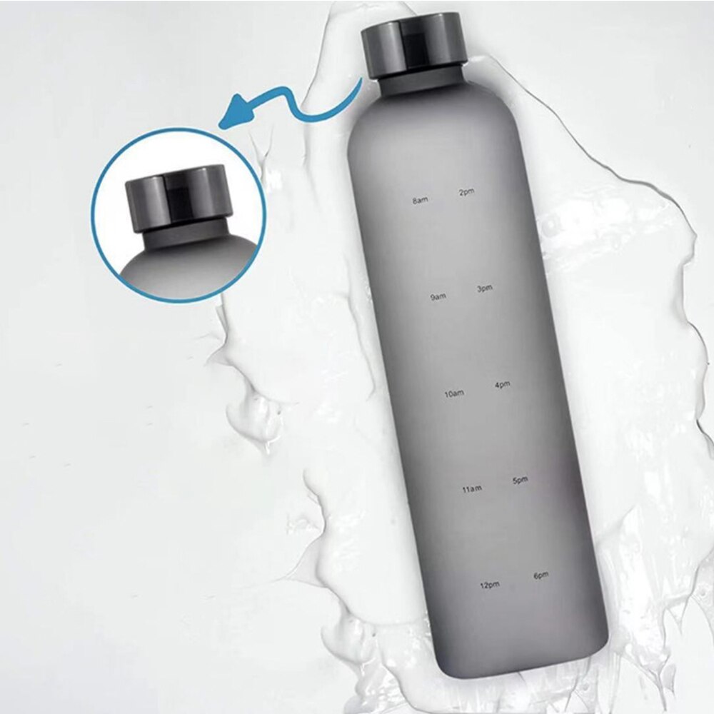 1L Motivational Plastic Water Bottle with Time Marker 32 OZ Large Capacity Leakproof Drink Bottle Travel Gym Sport Water Bottles