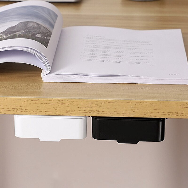 Self-Adhesive Hidden Storage Box Desk Storage Drawer Plastic Table Storage Holder Simple Sundries Cosmetics Stationery Organizer