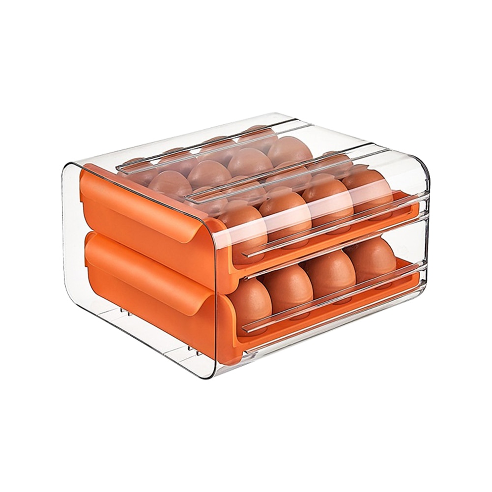 Double Layer Egg Box Storage Drawer Organizer Storage Container Refrigerator Egg Box Rack Support Stackable Kitchen Accessories