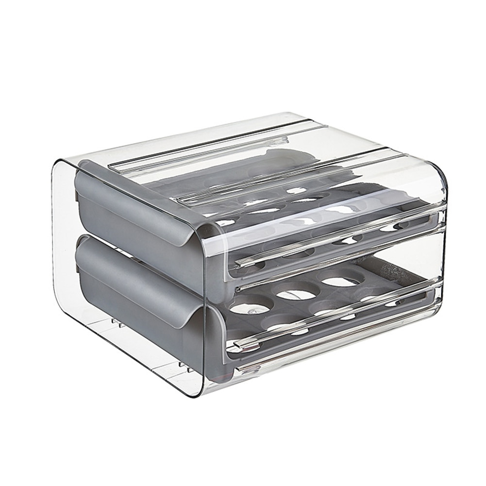 Double Layer Egg Box Storage Drawer Organizer Storage Container Refrigerator Egg Box Rack Support Stackable Kitchen Accessories
