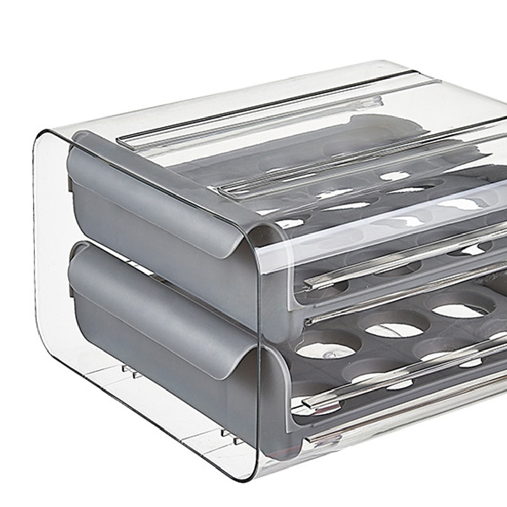 Double Layer Egg Box Storage Drawer Organizer Storage Container Refrigerator Egg Box Rack Support Stackable Kitchen Accessories