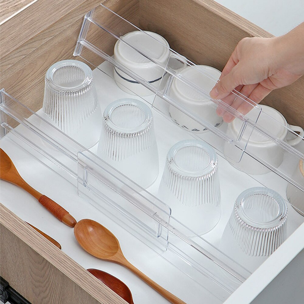 2pcs/set Adjustable Storage Drawers Divider Partition Retractable Plastic Clapboard Drawer Household Closet Punch-free Separator