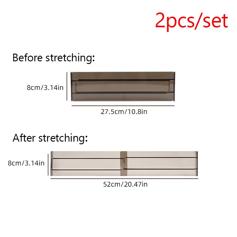 2pcs/set Adjustable Storage Drawers Divider Partition Retractable Plastic Clapboard Drawer Household Closet Punch-free Separator