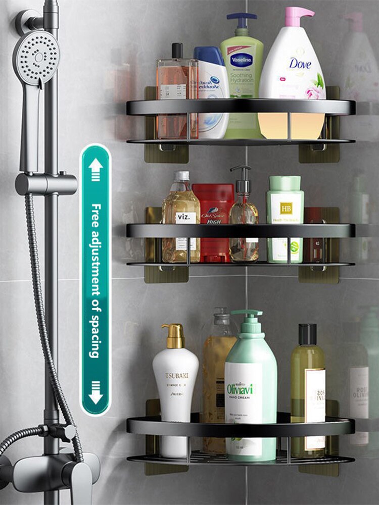 Bathroom Shelf Aluminum Alloy Shampoo Rack Makeup Storage Organizer Shower Shelf Bathroom Accessories No Drill Wall Corner Shelf Bathroom Shelf Aluminum Alloy Shampoo Rack Makeup Storage Organizer Shower Shelf Bathroom Accessories No Drill Wall Corner Shelf