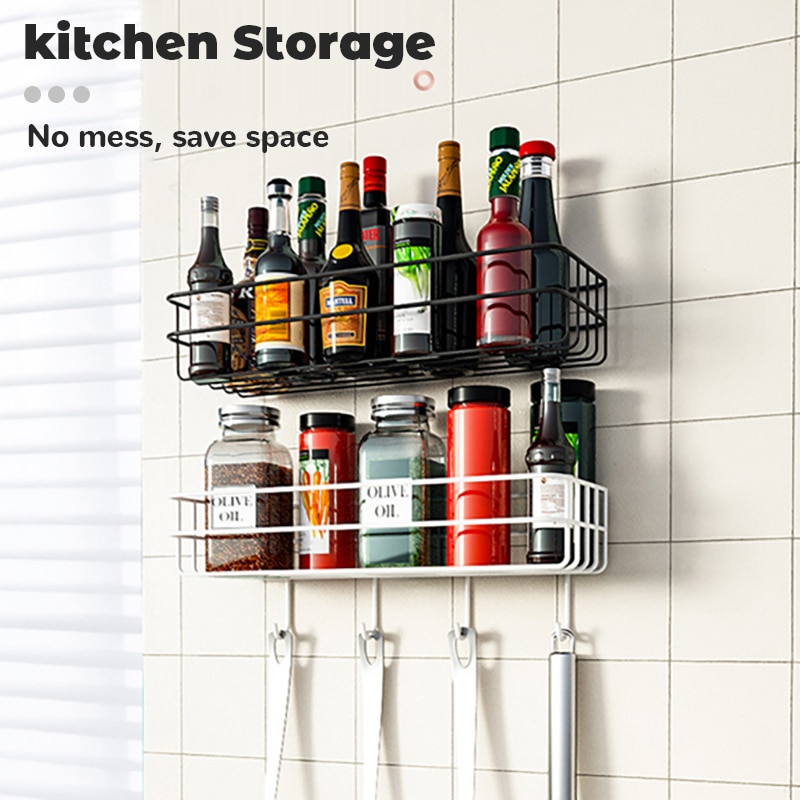 Bathroom Shelf Bathroom Accessories Shampoo Storage Shelf Cosmetic Holder No Punch Metal Shelf Condiment Organizer Corner Shelf
