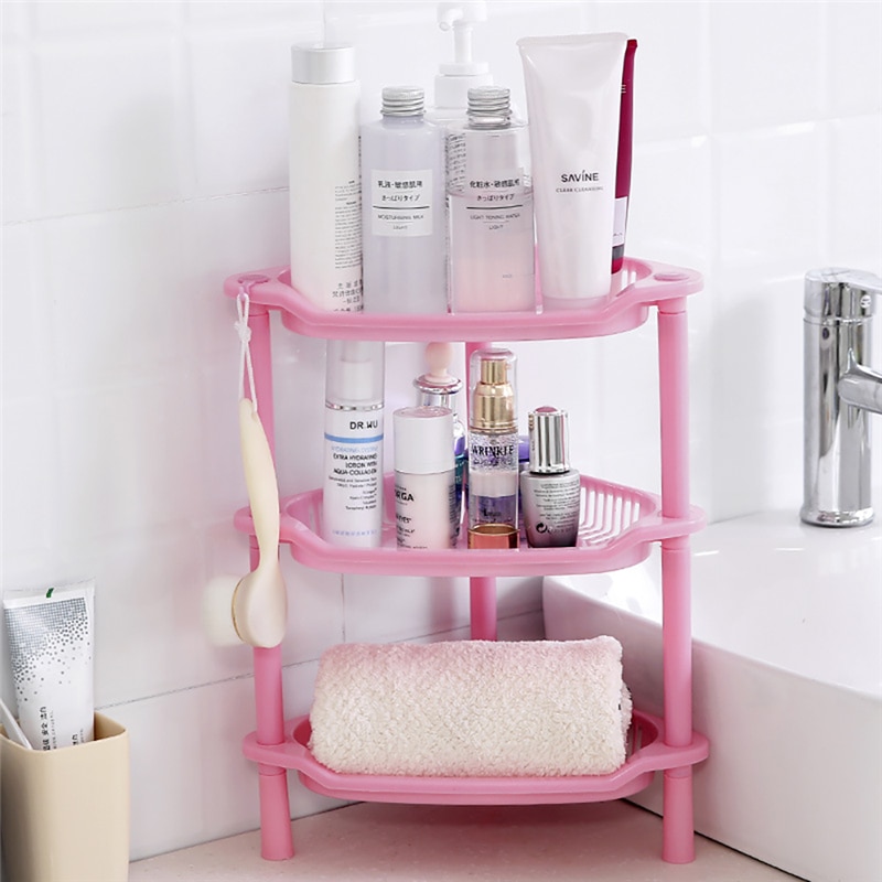 3 Layer Bathroom Shelf Organizer Corner Storage Rack Self Shower Caddy Kitchen Spice Rack Seasoning Bottle Holder Home Organizer