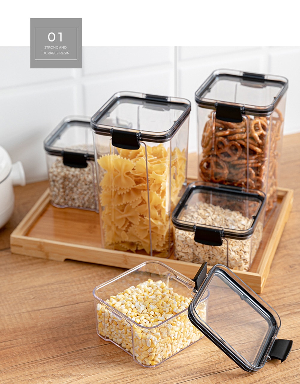 PET Food Storage Containers Kitchen Storage Organization Kitchen Storage Box Jars Ducts Storage for Kitchen Food Storage Box