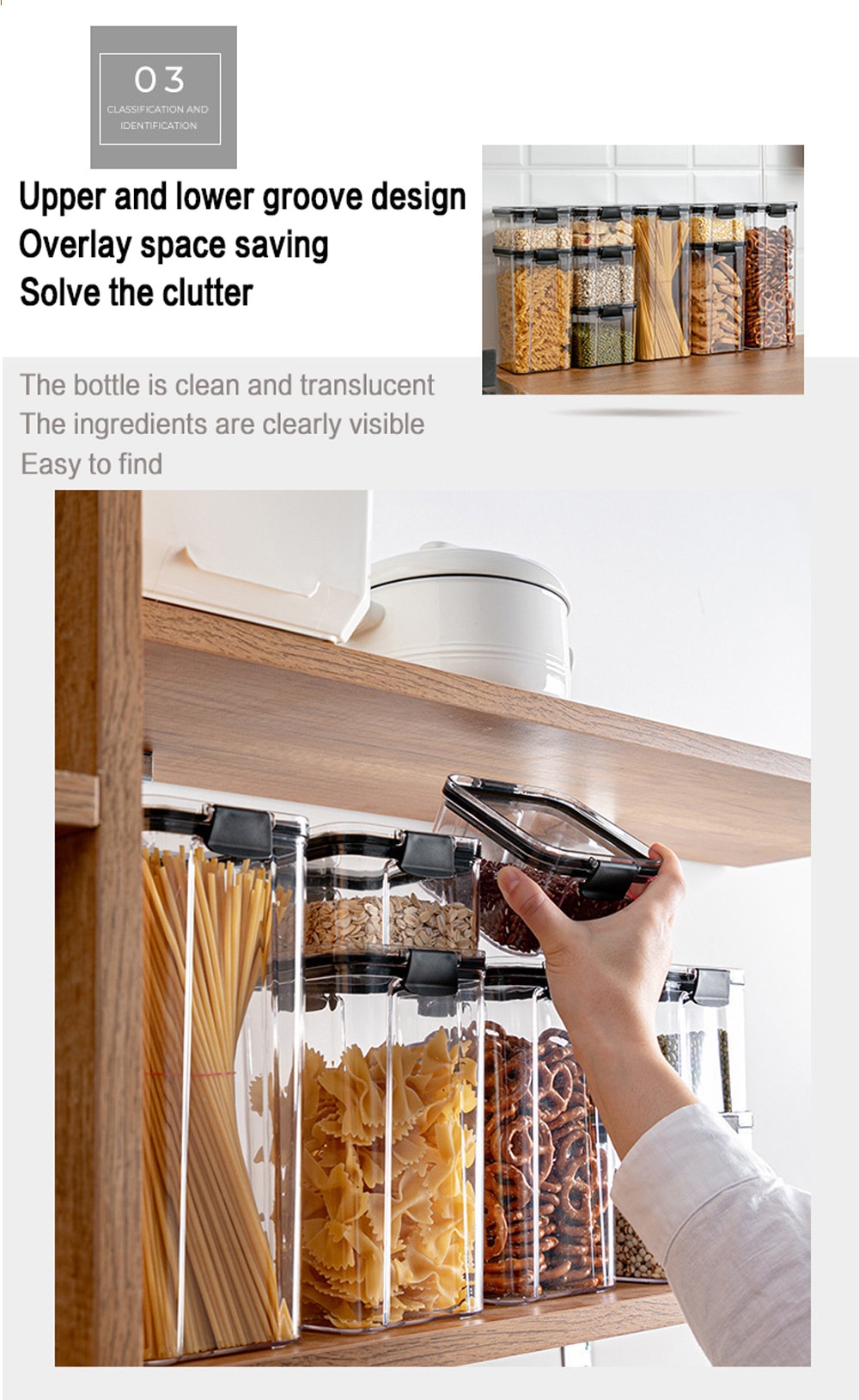 PET Food Storage Containers Kitchen Storage Organization Kitchen Storage Box Jars Ducts Storage for Kitchen Food Storage Box