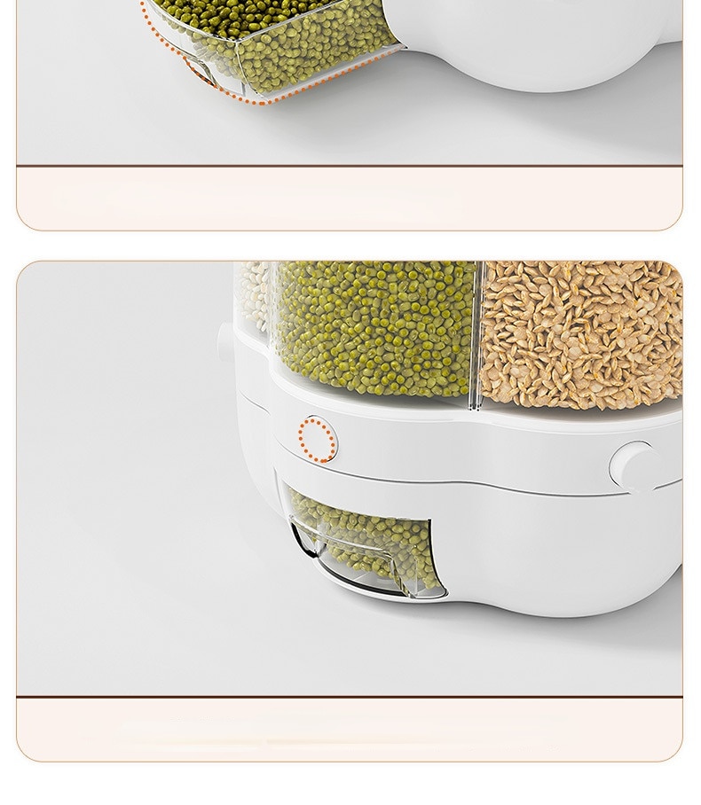 Kitchen Storage Container Large Food Storage Container 360° Rotating Rice Barrels Sealed Cereal Dispenser Rice Tank Grain Box