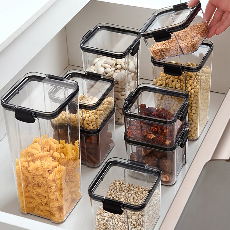 Clear Food Storage Box,Food Storage Container With Lid Plastic Kitchen And Pantry Organization Canisters