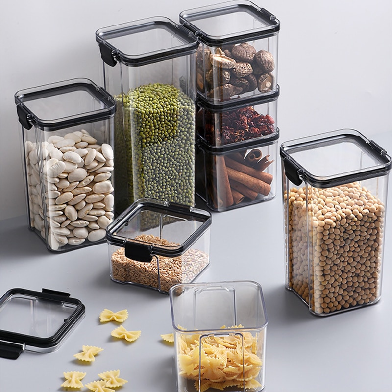 Clear Food Storage Box,Food Storage Container With Lid Plastic Kitchen And Pantry Organization Canisters