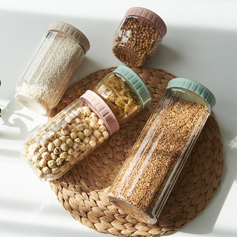 Kitchen Transparent Food Storage Container With Lids Durable Seal Pot Cereal Grain Bean Rice Sealed Plastic Milk Powder Jar
