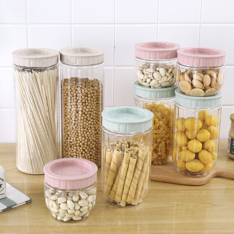 Kitchen Transparent Food Storage Container With Lids Durable Seal Pot Cereal Grain Bean Rice Sealed Plastic Milk Powder Jar